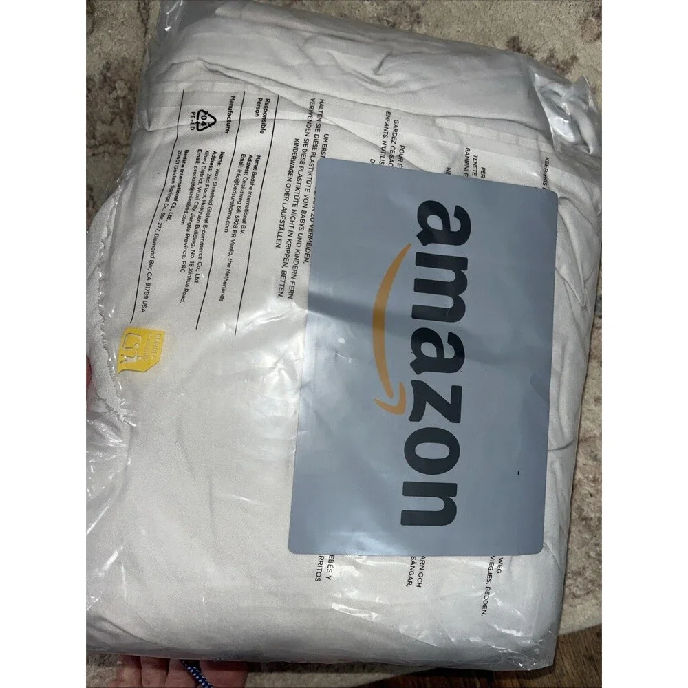 Bedsure Light Grey Duvet Cover King Size - 3 Pieces Prewashed Cotton-
